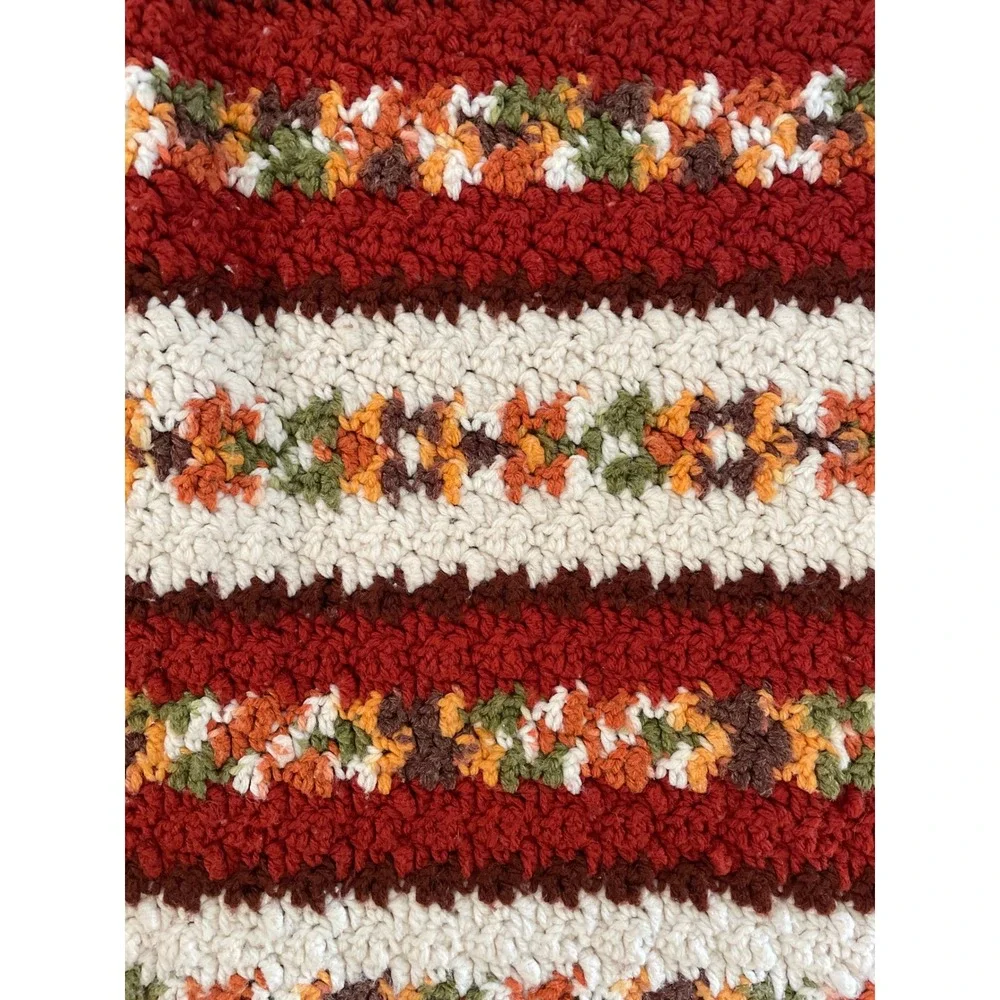 Handmade Crochet Granny Blanket Afghan Bed Throw Vintage 70x70 Harvest‎ Colors